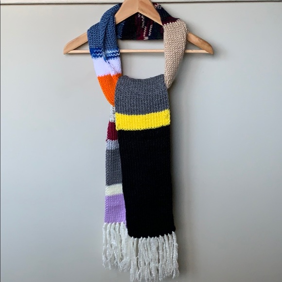 $20/2 Color-blocking Scarf Unisex Cable Knit - Picture 3 of 9